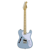 Aria 615-TL Series Semi-Hollow Electric Guitar in Metallic Ice Blue